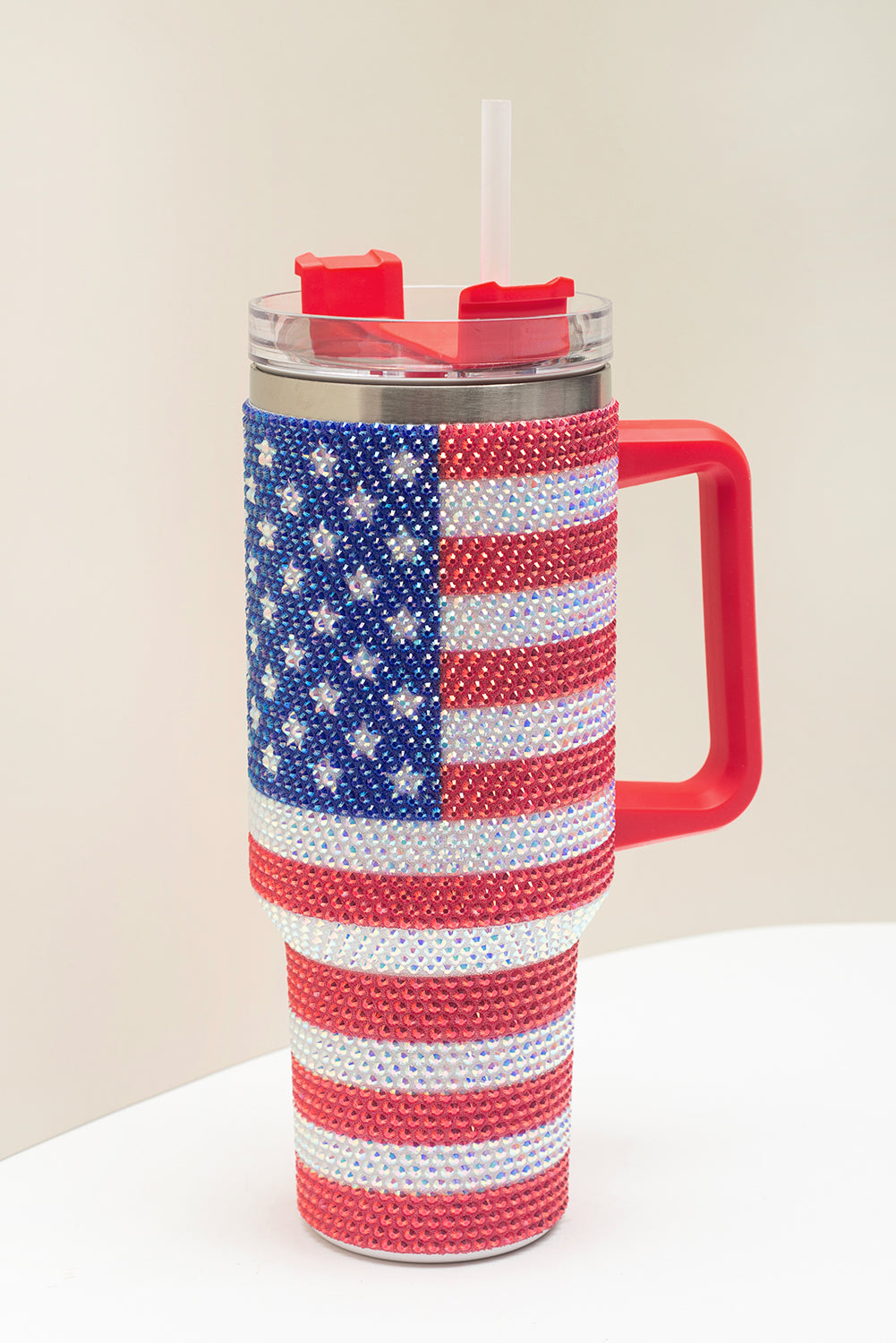 Rhinestone American Flag Print 40oz Tumbler