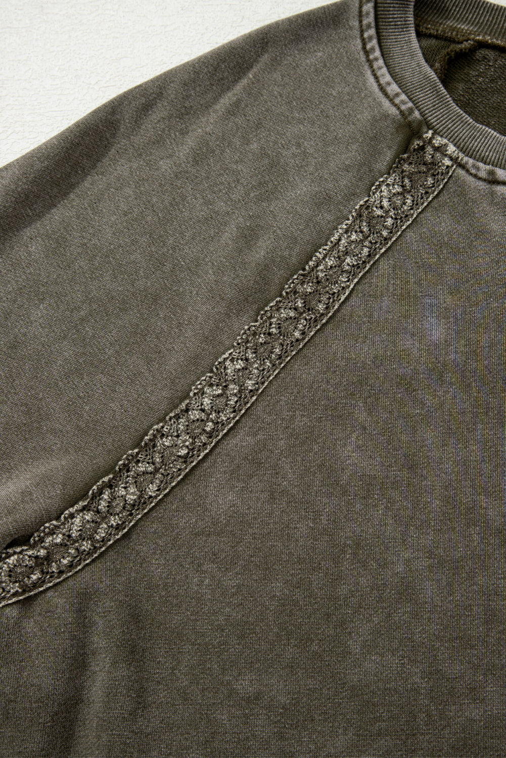 Green Lace Mineral Wash Sweatshirt
