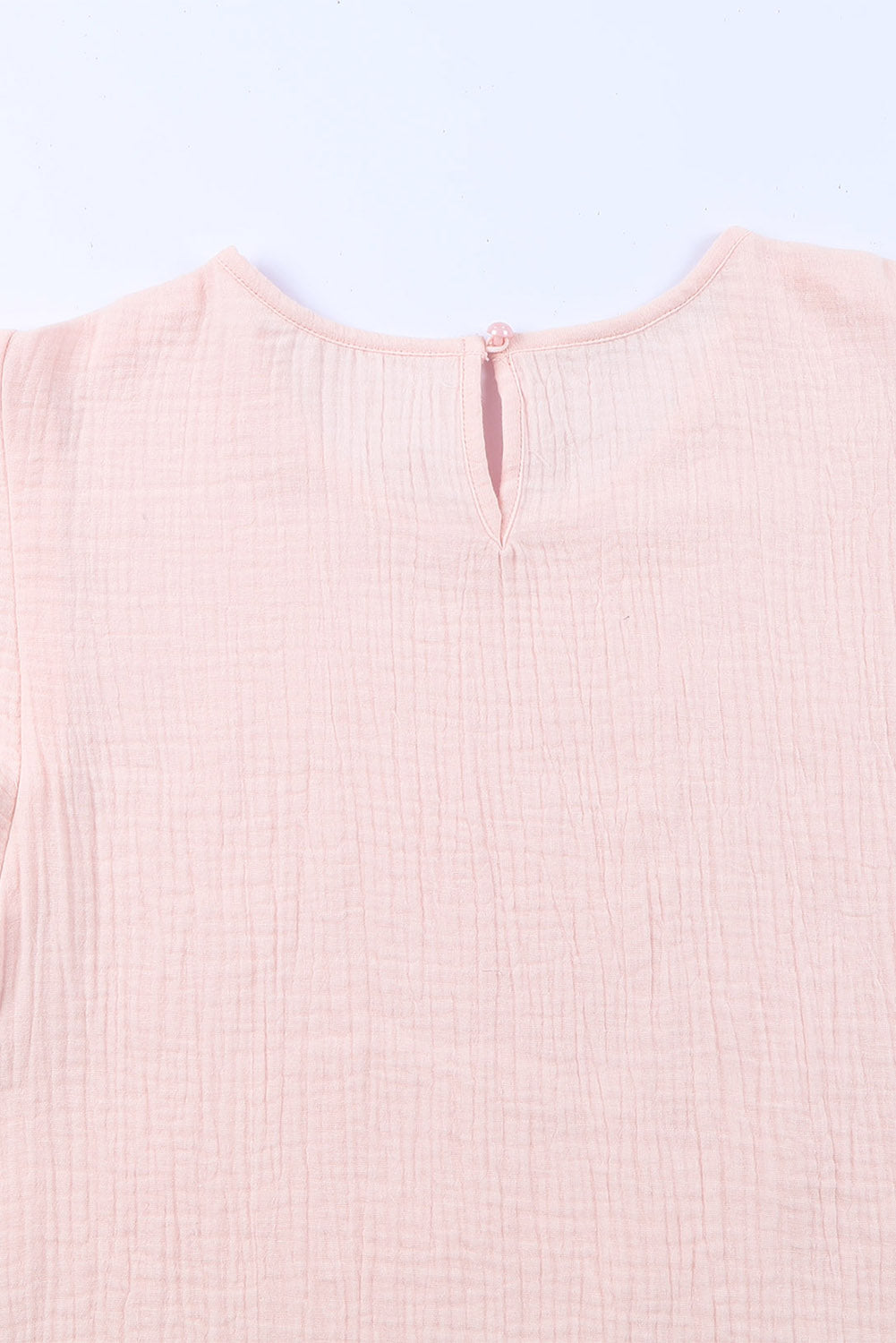 Pink Textured Tiered Short Sleeve Blouse