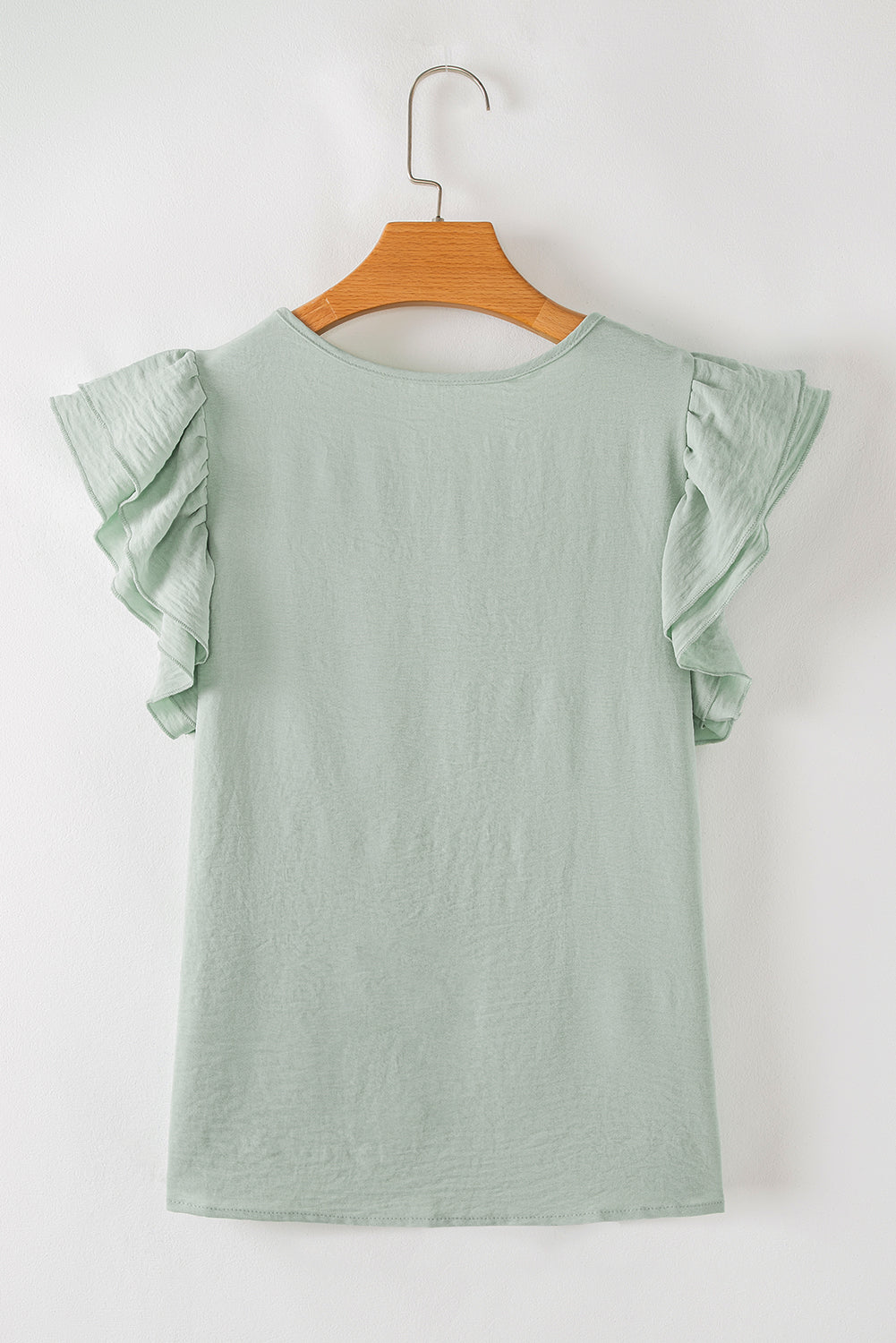 Seafoam Ruffled Short Sleeve Casual Blouse