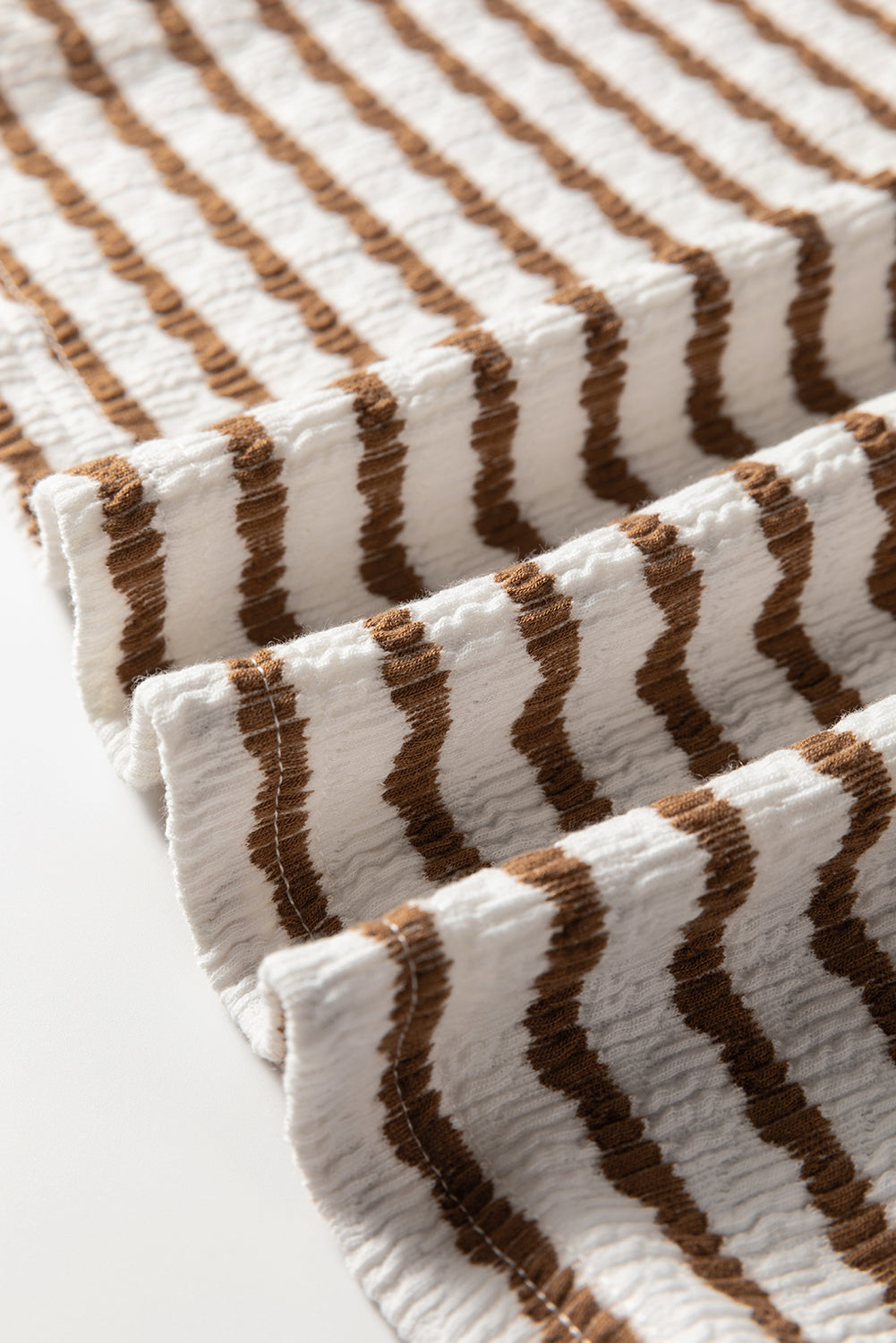 Khaki Stripe V Neck Hooded Plus Size Top