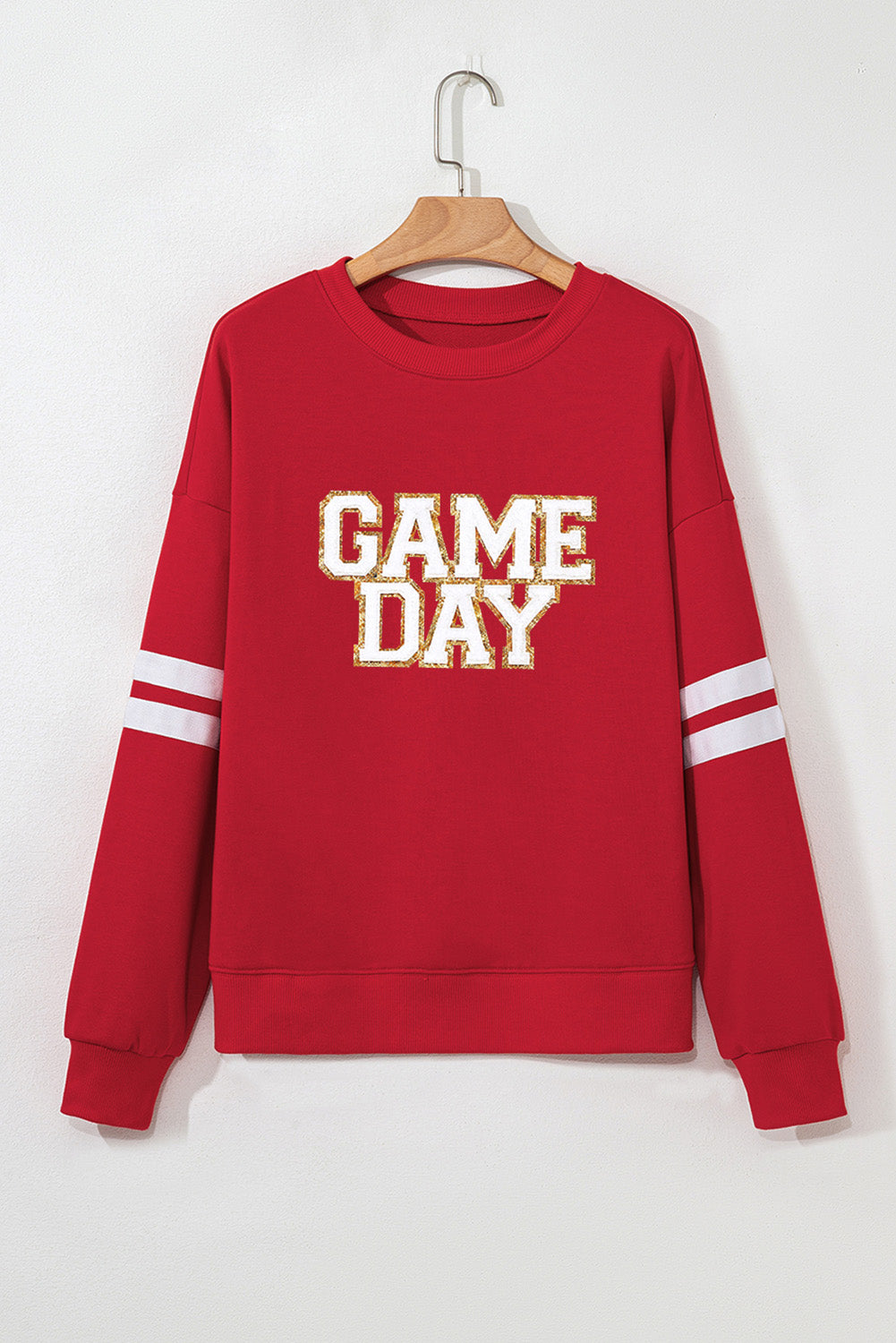 Red Glitter Trim ‘GAME DAY’ Oversized Sweatshirt