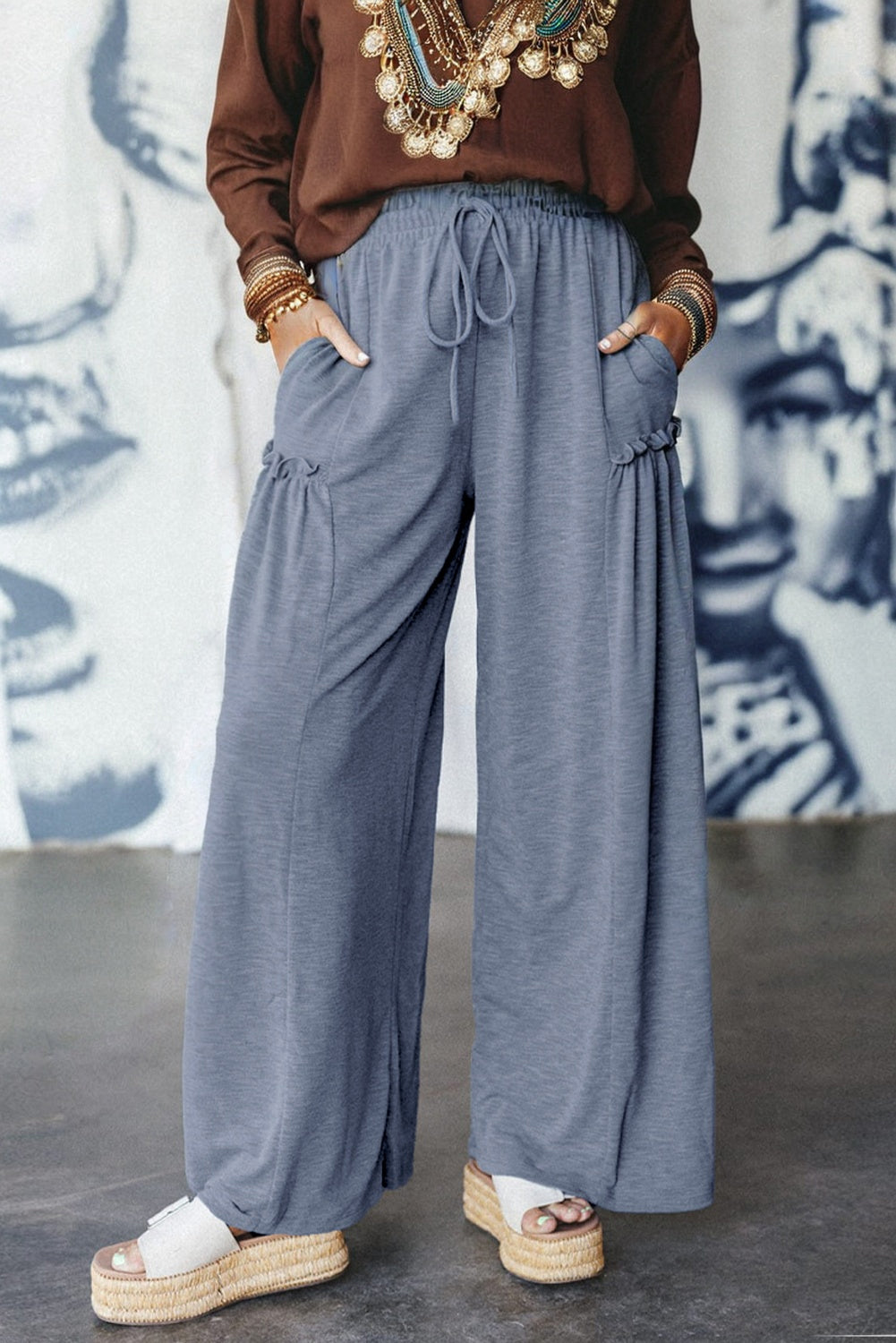 Frilled Wide Leg Pants