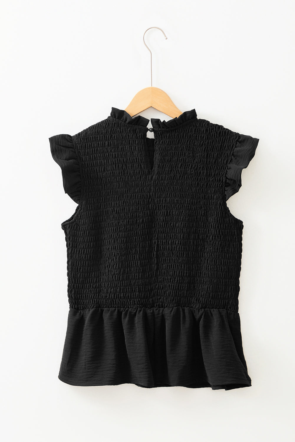 Black Ruffle Short Sleeve Top