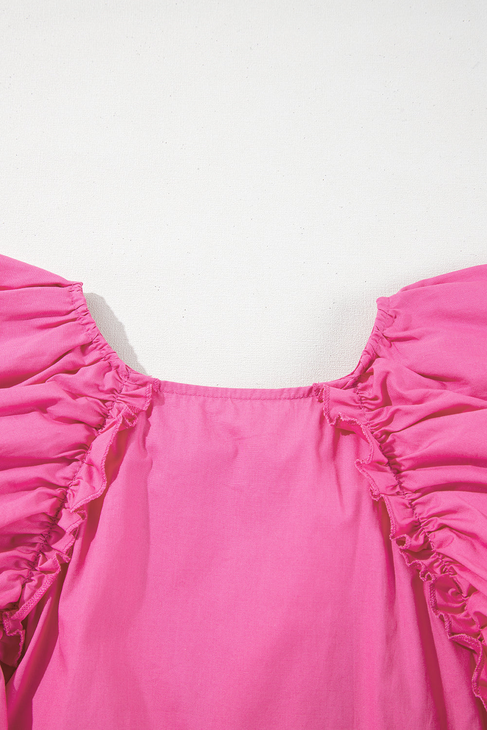 Pink Tie up V Neck Ruffled Sleeve Blouse