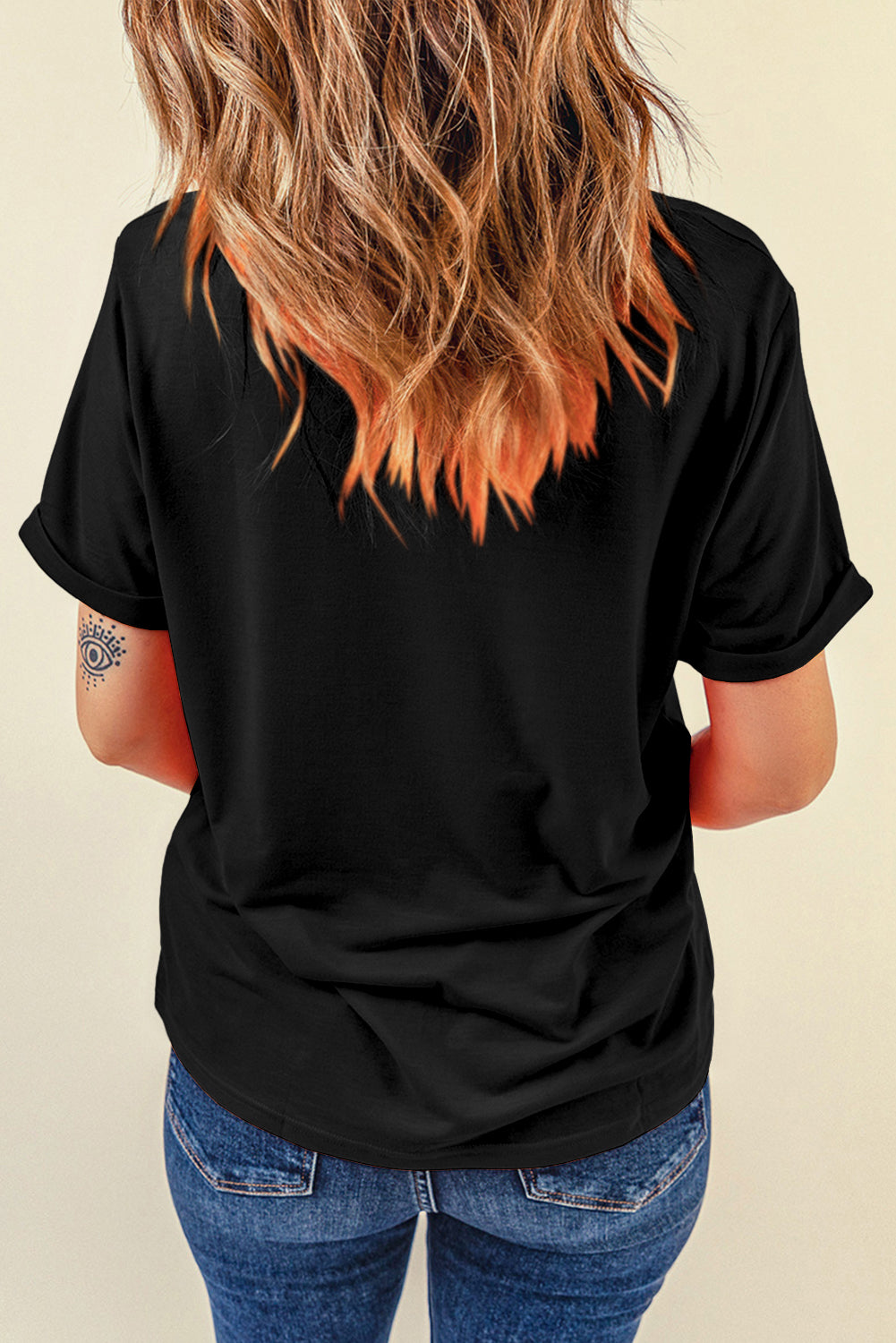 Black Western Cow Print Casual Tee
