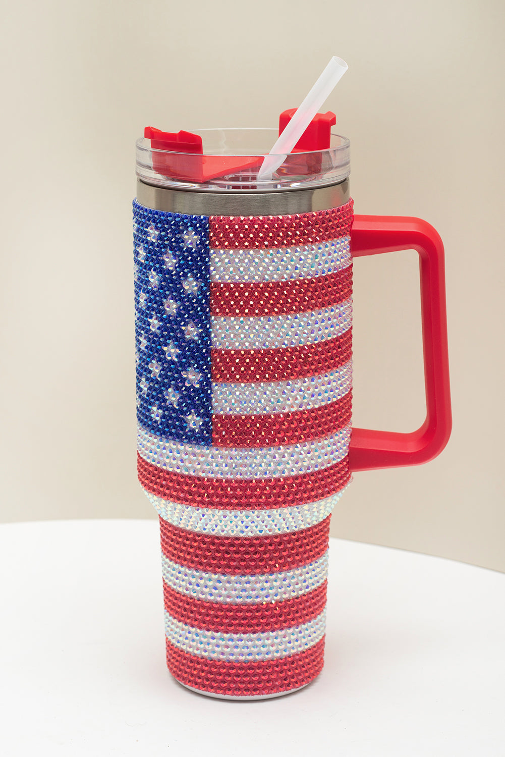 Rhinestone American Flag Print 40oz Tumbler