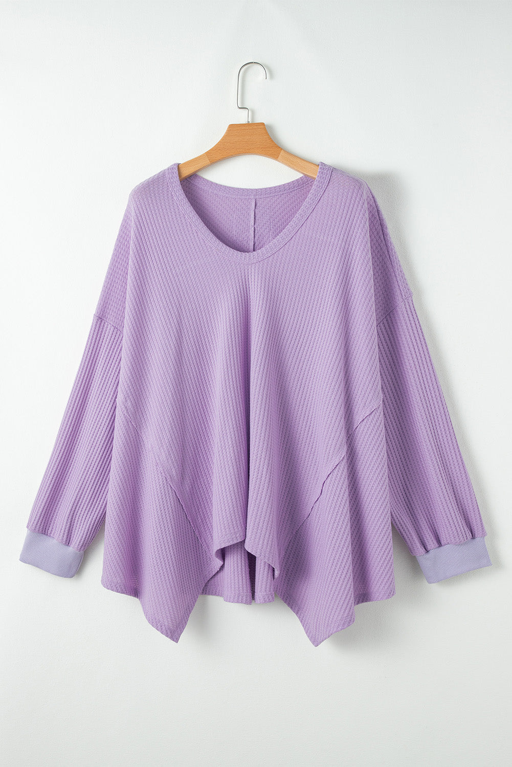 Orchid Plus Size Waffle Knit Exposed Seam Flowy Top
