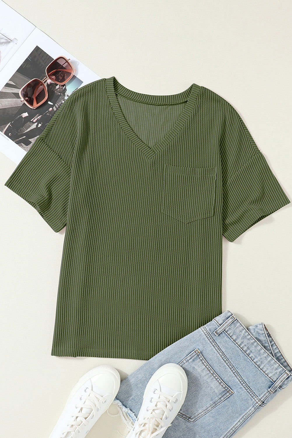 Forest Green Pocket Loose T-Shirt