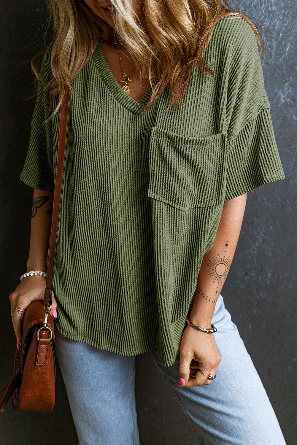Forest Green Pocket Loose T-Shirt