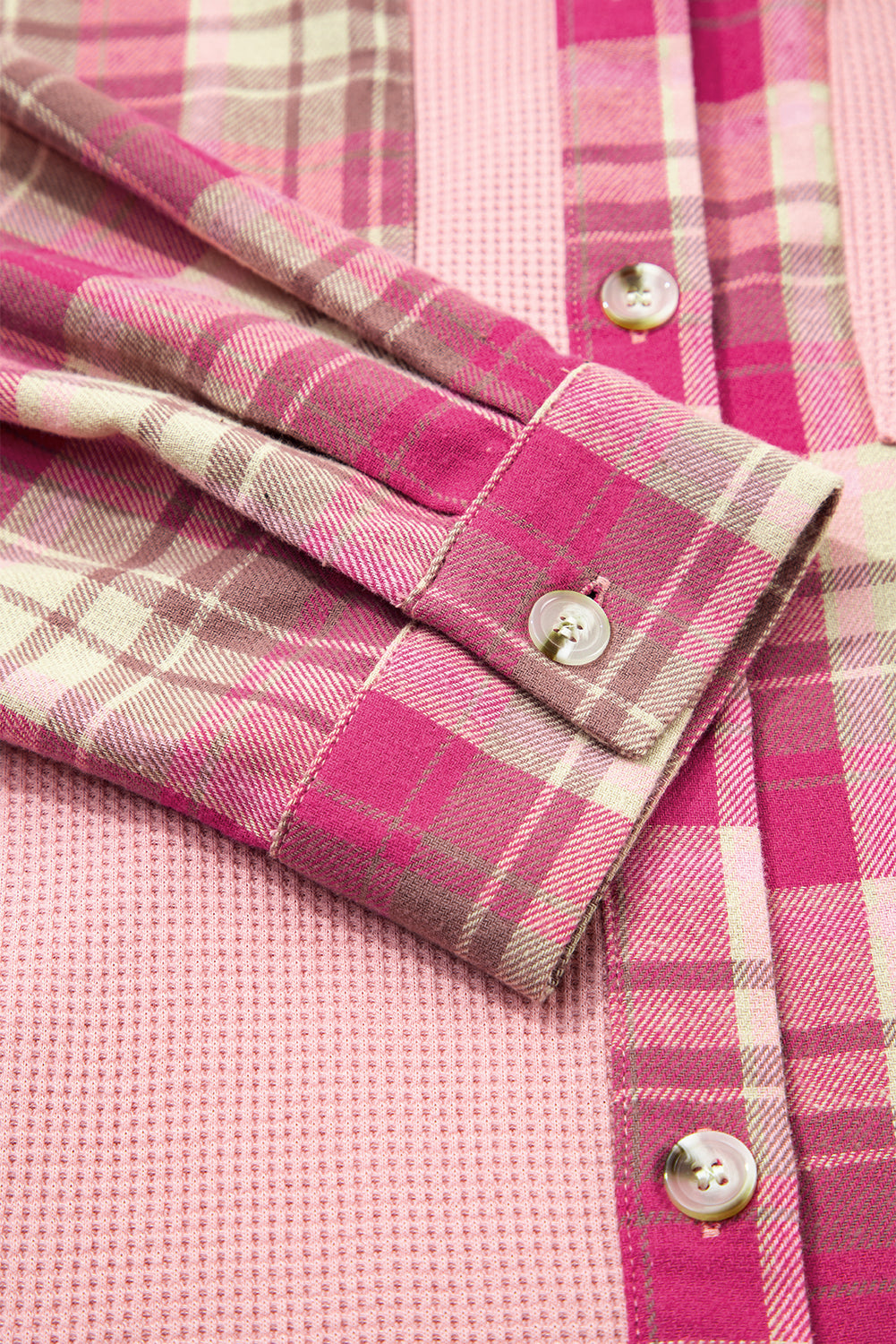 Pink Plaid Patchwork Plus Size Top