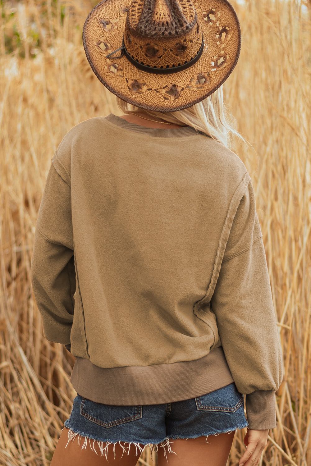 Dark Khaki Pullover Sweatshirt with Side Slit