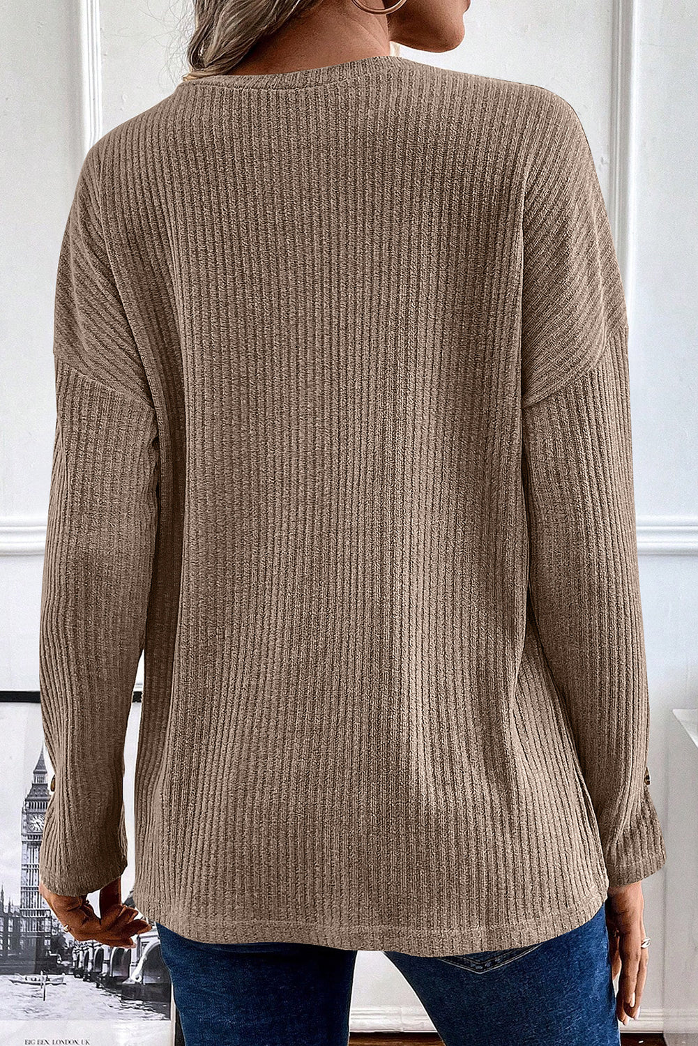 Khaki Textured Knit Top