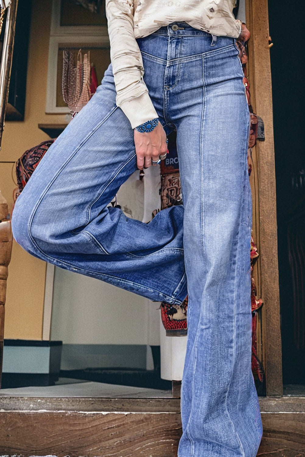 Tailored Center Seam Loose High Rise Jeans