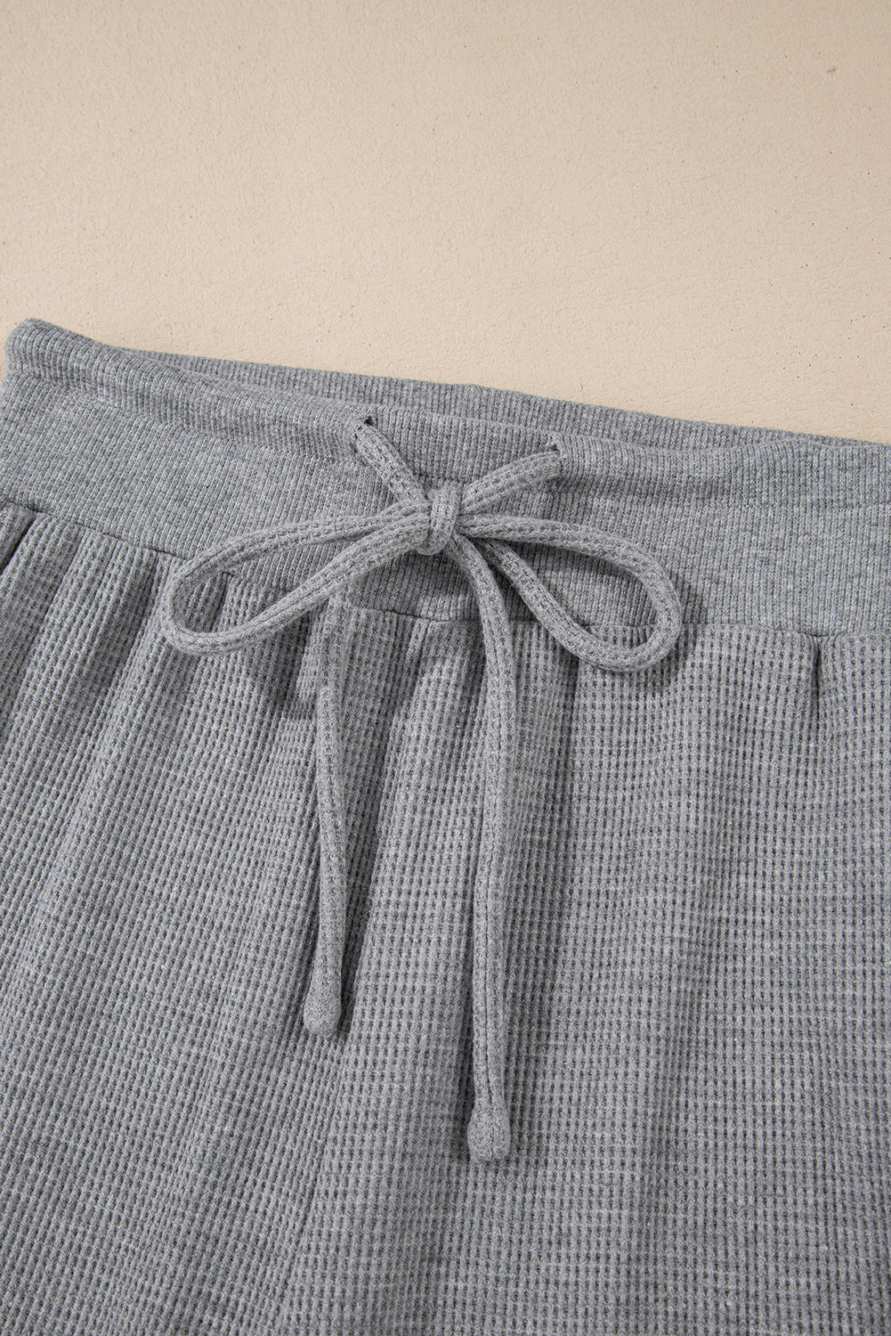 Gray Waffle Knit Wide Leg Lounge Pants
