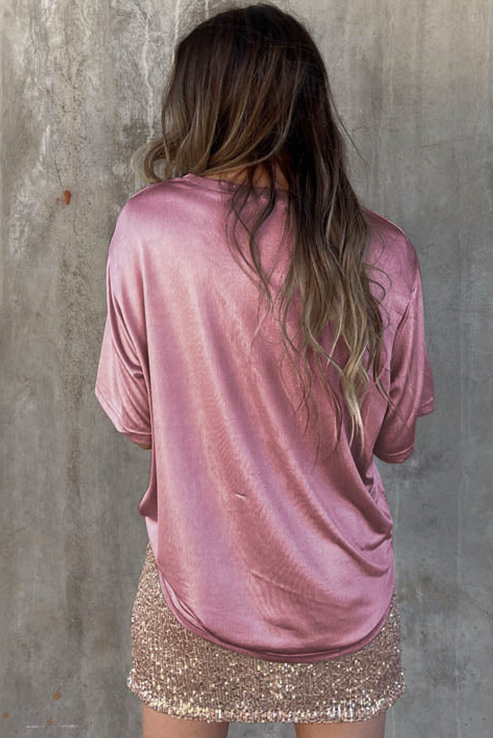 Pink Chest Pocket Loose T Shirt