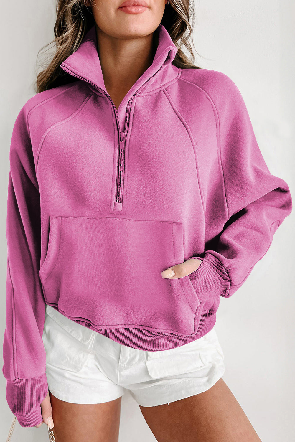 Pink Fleece Lined Zip Up Sweatshirt