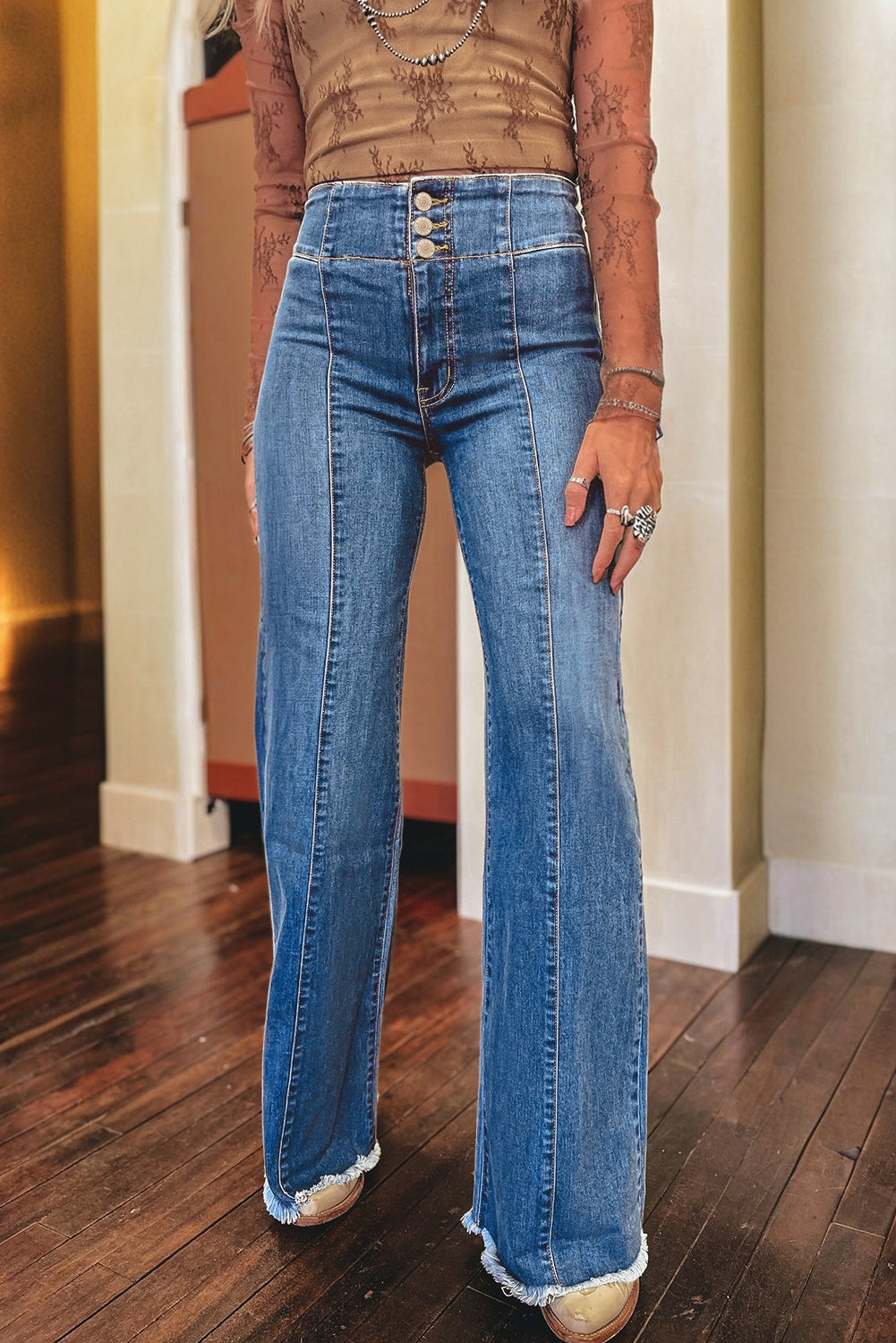 ‘Melrose’ High Waist Bareback Flare Jeans