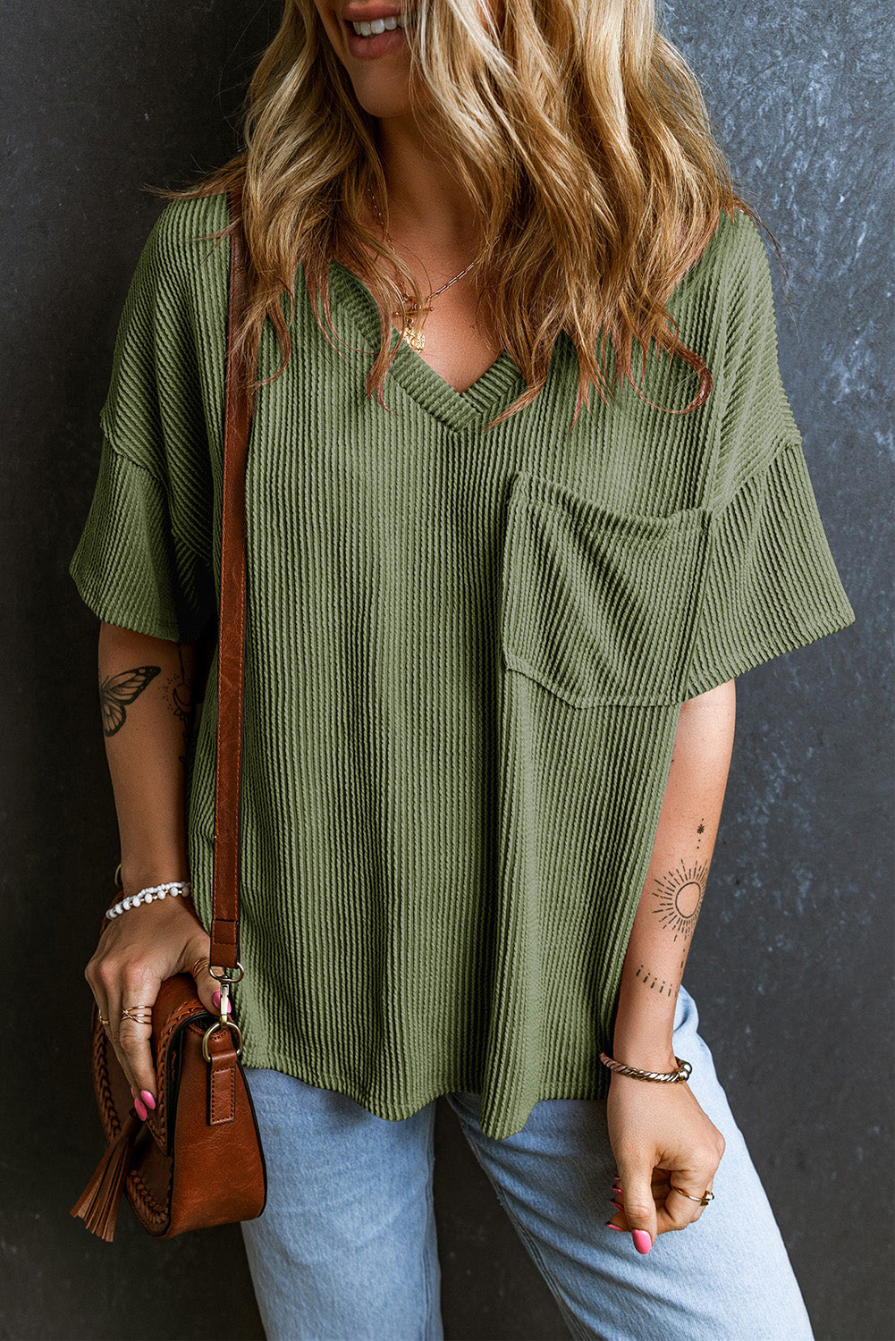 Forest Green Pocket Loose T-Shirt
