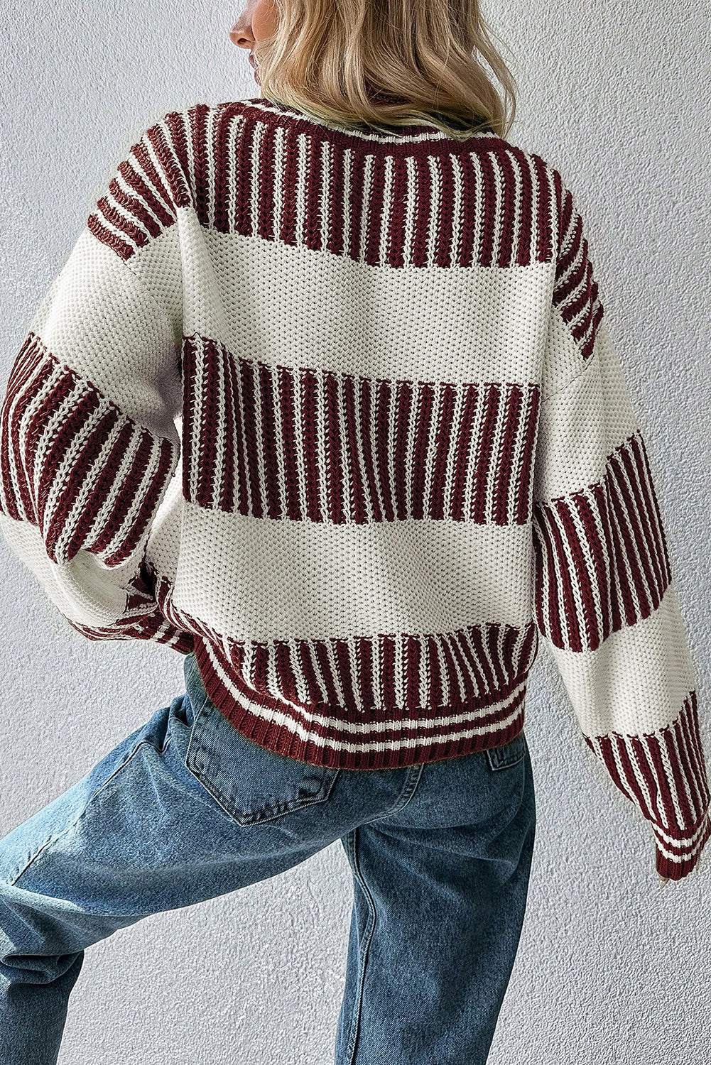 Brown Two Tone Striped Sweater