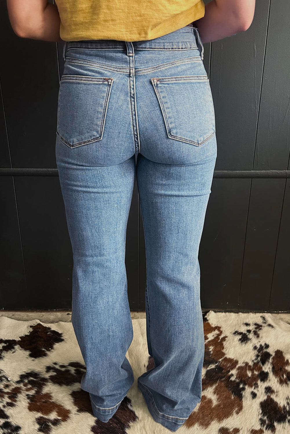 ‘Jessica’ High Waist Piping Trim Bootcut Jeans