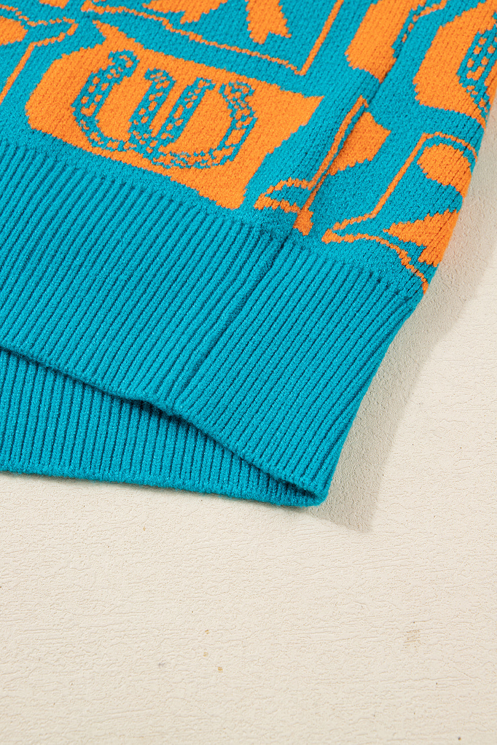 Light Blue Bows & Horseshoes Pattern Sweater