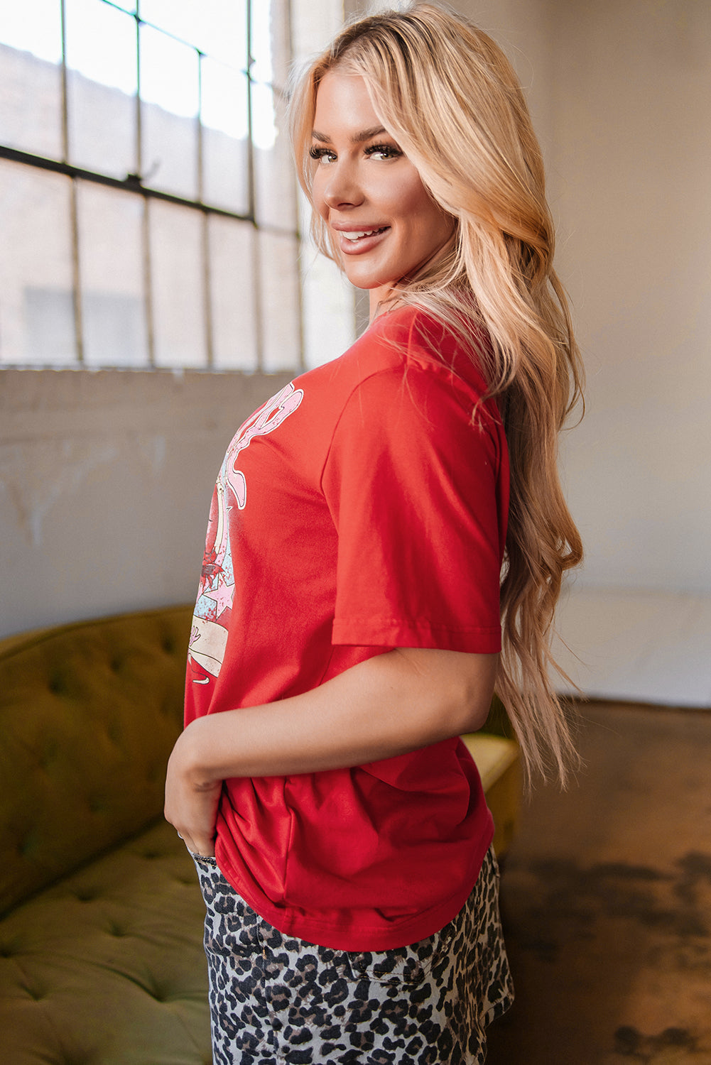 Red ‘COWBOY Take Me Away’ Graphic Loose Tee