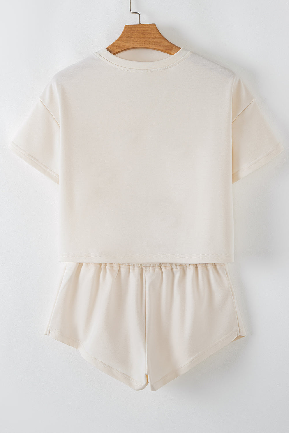 Beige Cropped Tee and Ruffle Skort Set