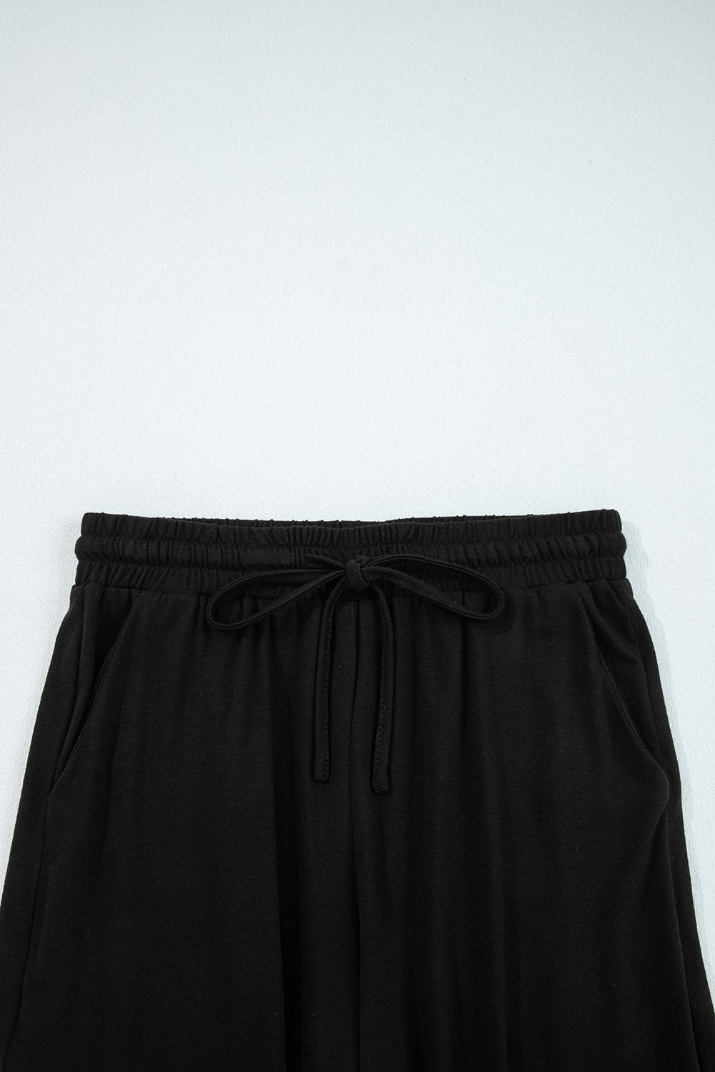 Black Ruffled Wide Leg High Waist Pants