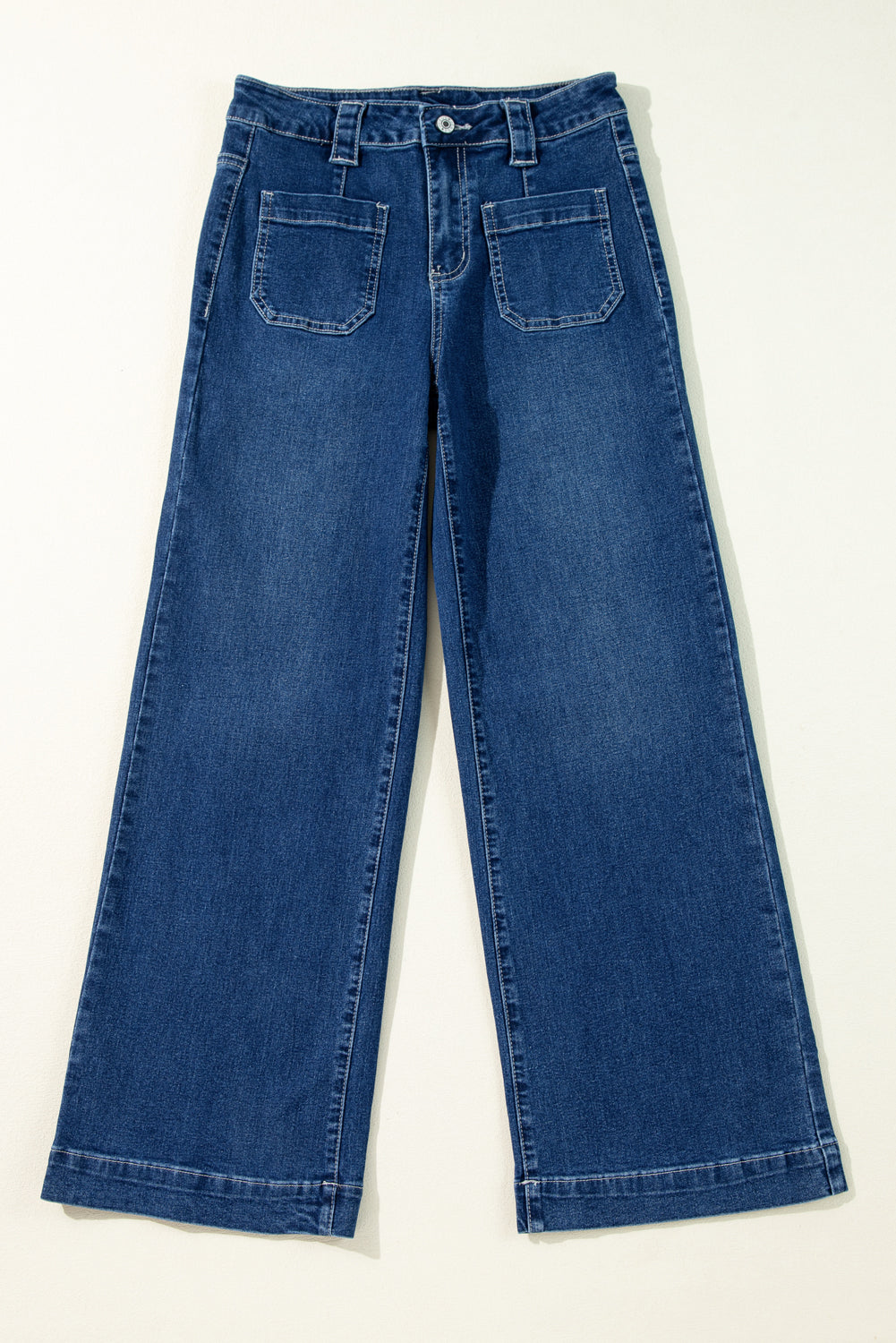 Dark Wash Wide Leg Pocketed High Waist Jeans