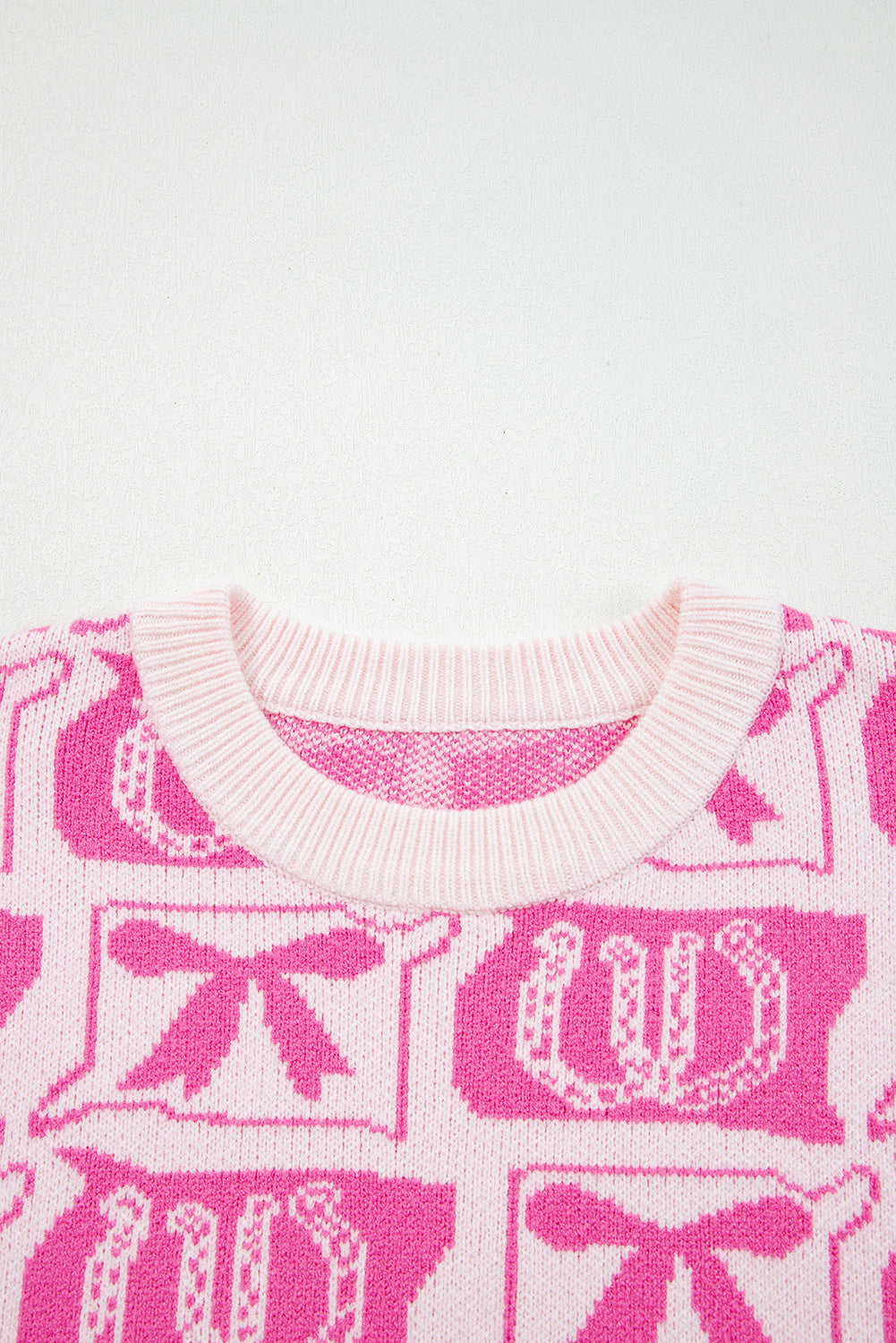 Pink Bows & Horseshoes Pattern Sweater