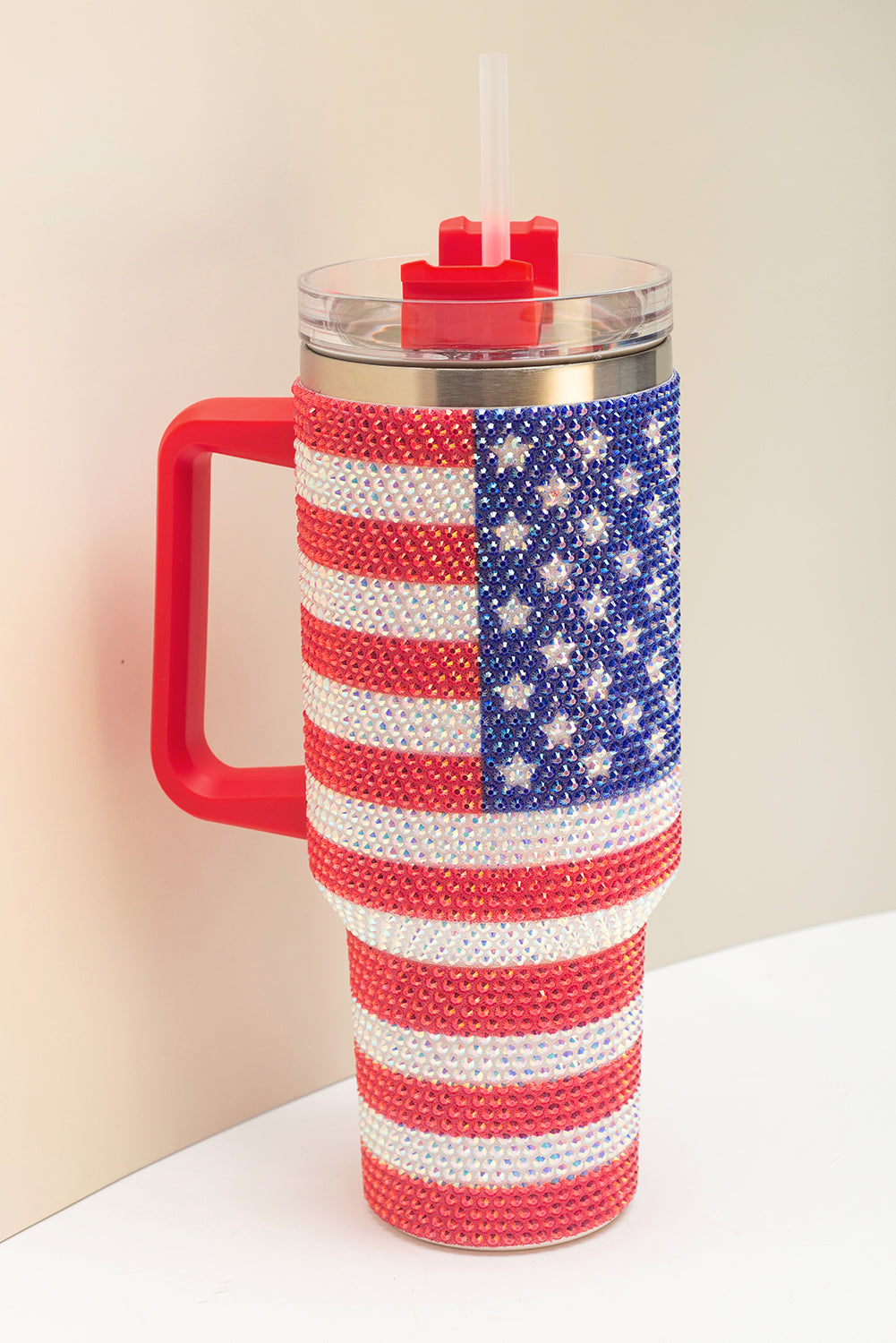 Rhinestone American Flag Print 40oz Tumbler