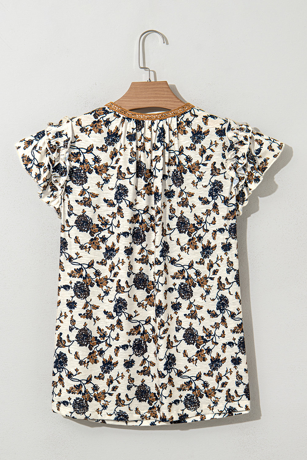 White Floral Blouse with Lace Up