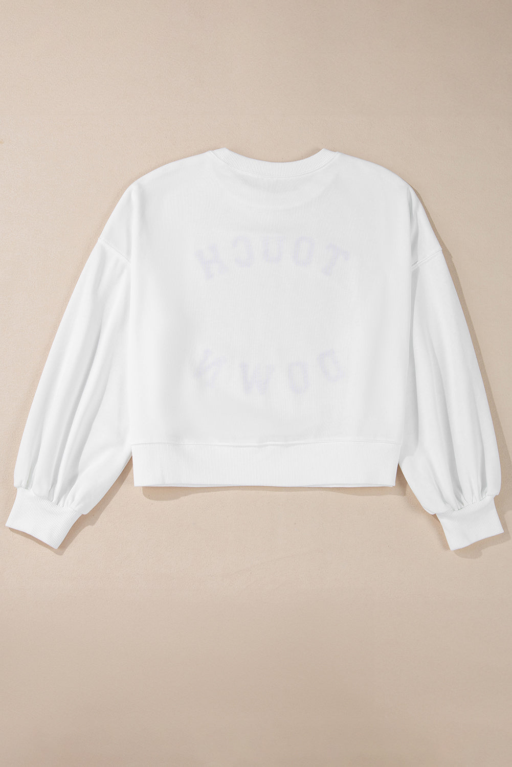 White 'TOUCH DOWN' Football  Pullover Sweatshirt