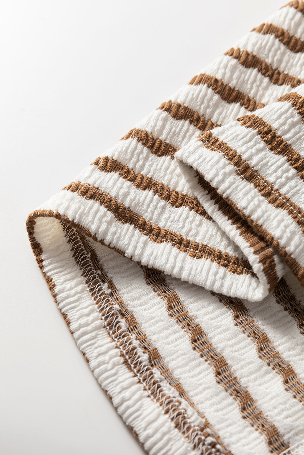 Khaki Stripe V Neck Hooded Plus Size Top