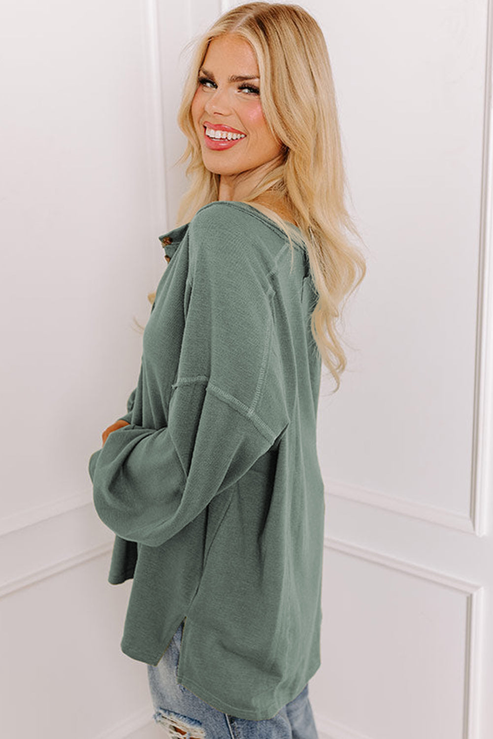 Seagrass Plus Size Exposed Seam Top