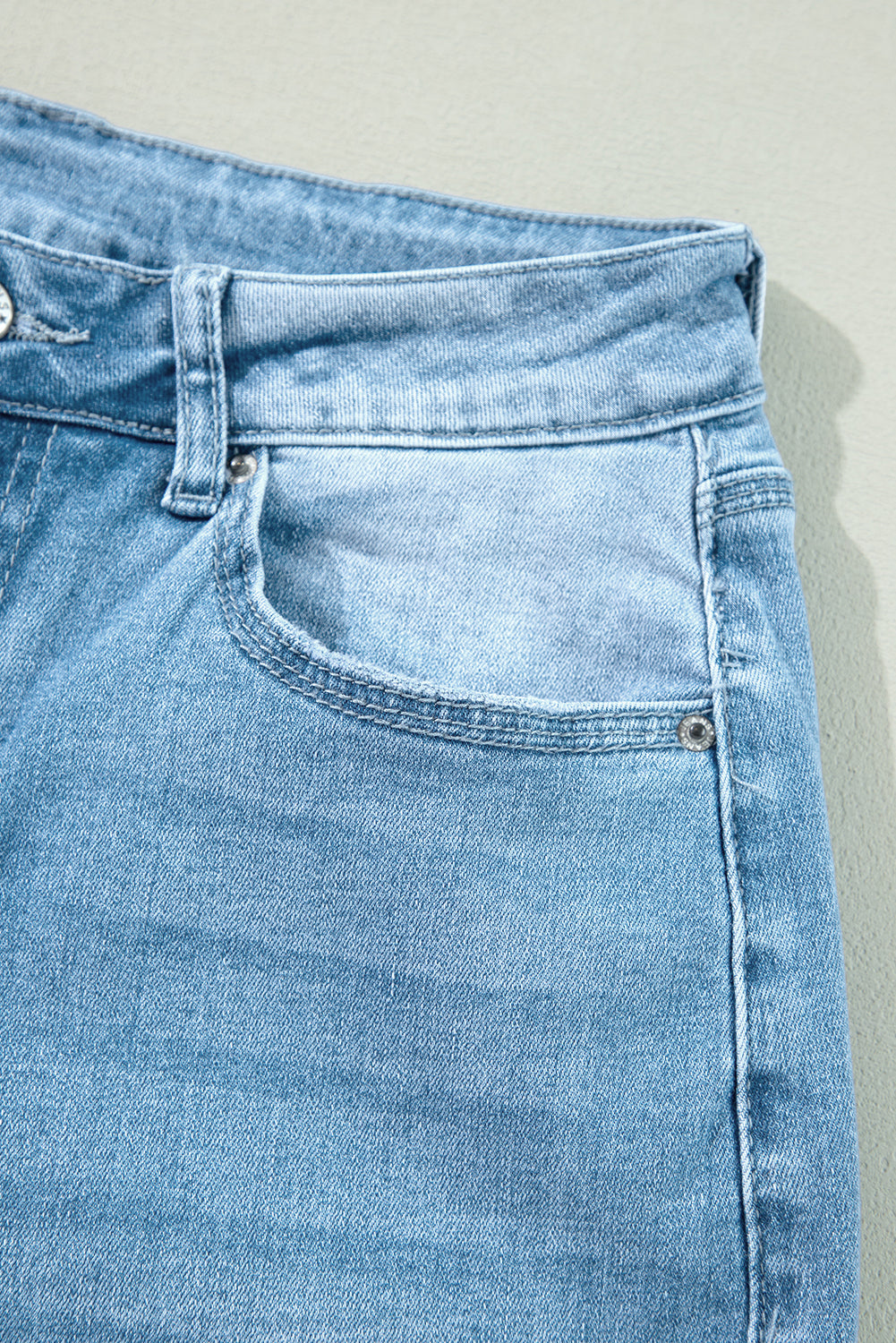 Medium Wash High Rise Slit Straight Leg Jeans