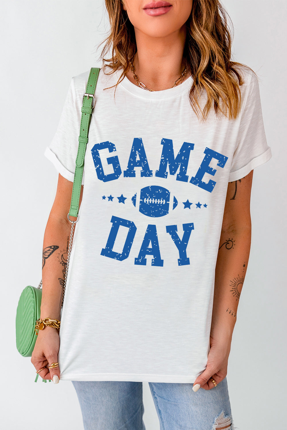 White ‘GAME DAY’ Football Graphic T Shirt
