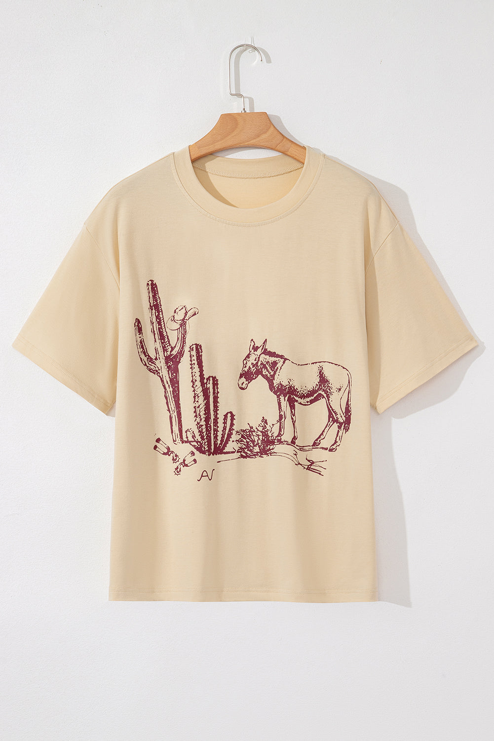 Western Burro Cactus Crew Neck Graphic Tee