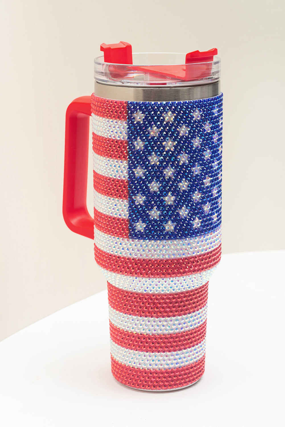 Rhinestone American Flag Print 40oz Tumbler