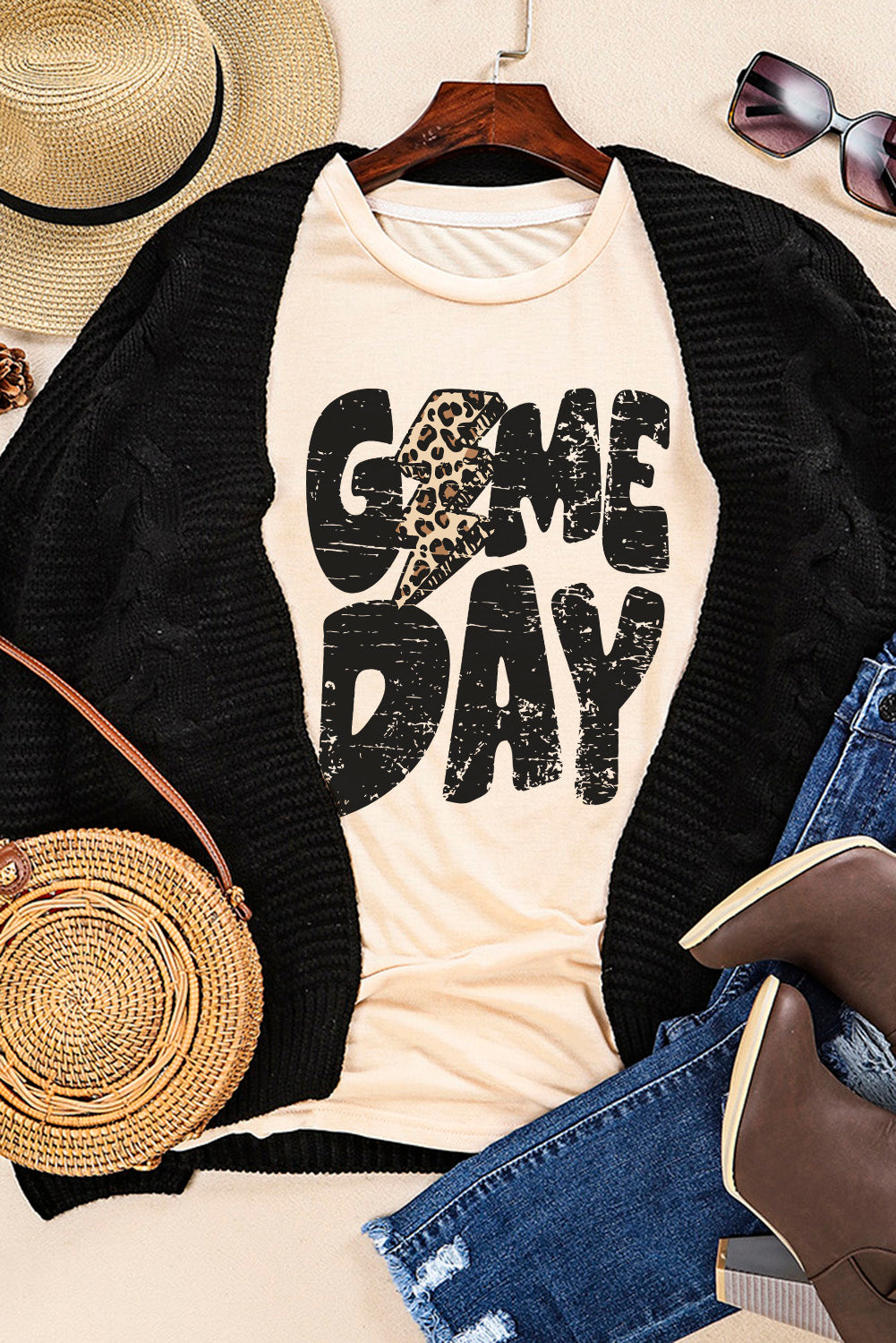 ‘Game Day’ Football Season Leopard Lightning T Shirt