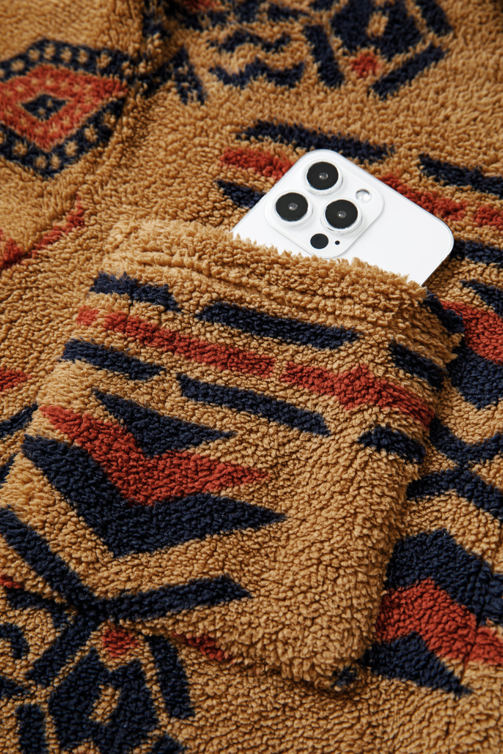 Brown Western Aztec Fleece Shacket