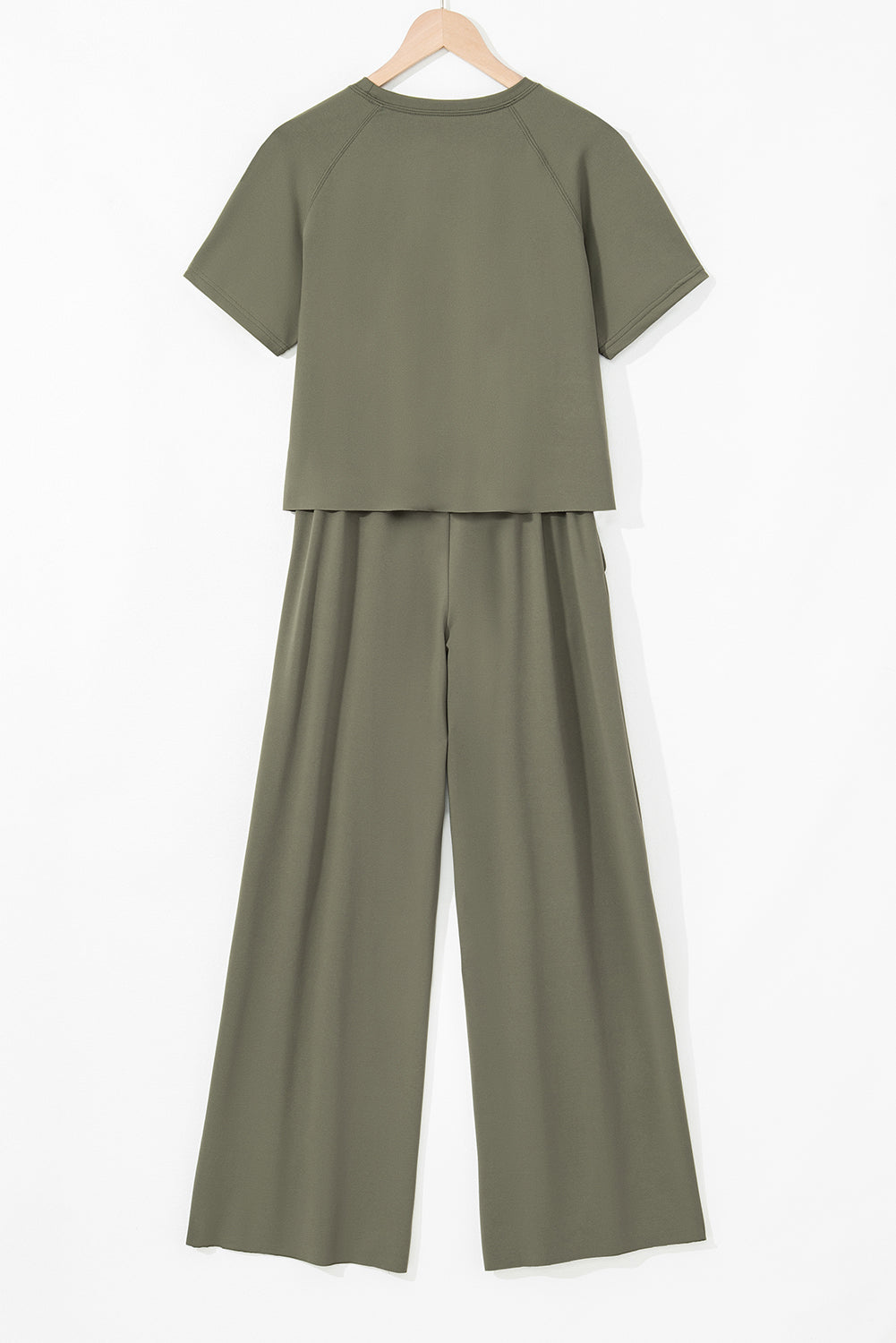 Seagrass Raw Hem Tee and Wide Leg Pants Set