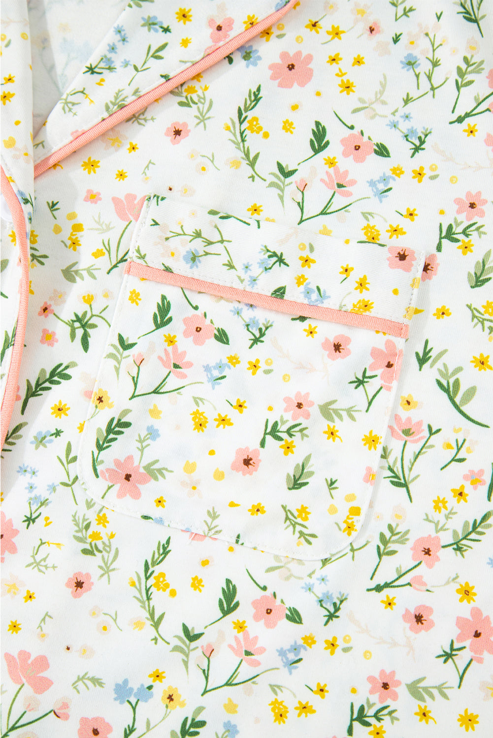 White Floral Print Pajama Set