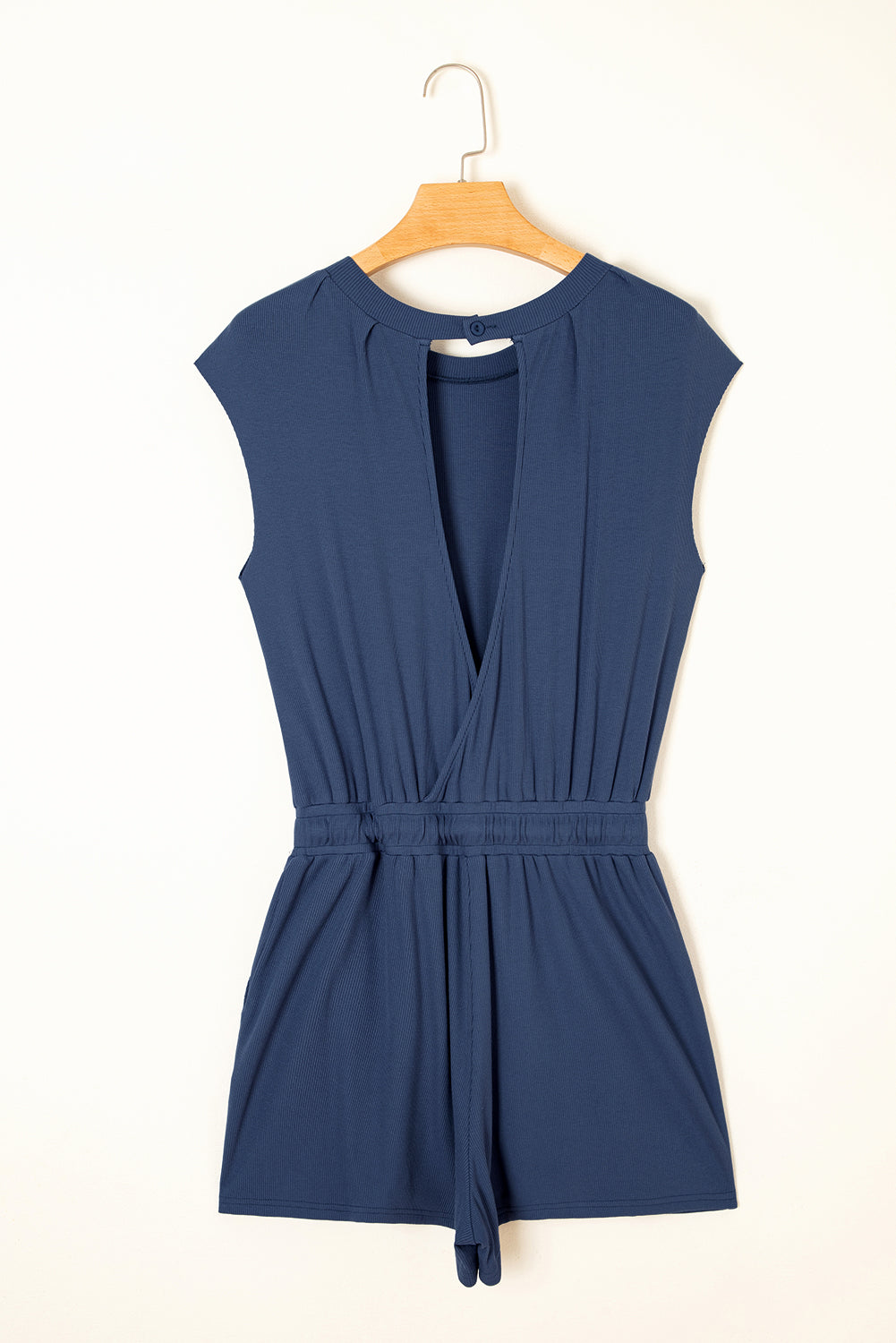 Blue Knit Open Back Romper