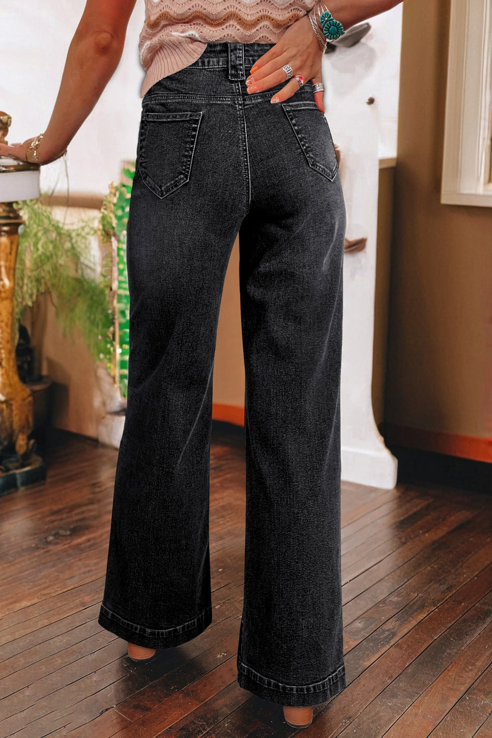 Black Wide Leg High Waist Jeans