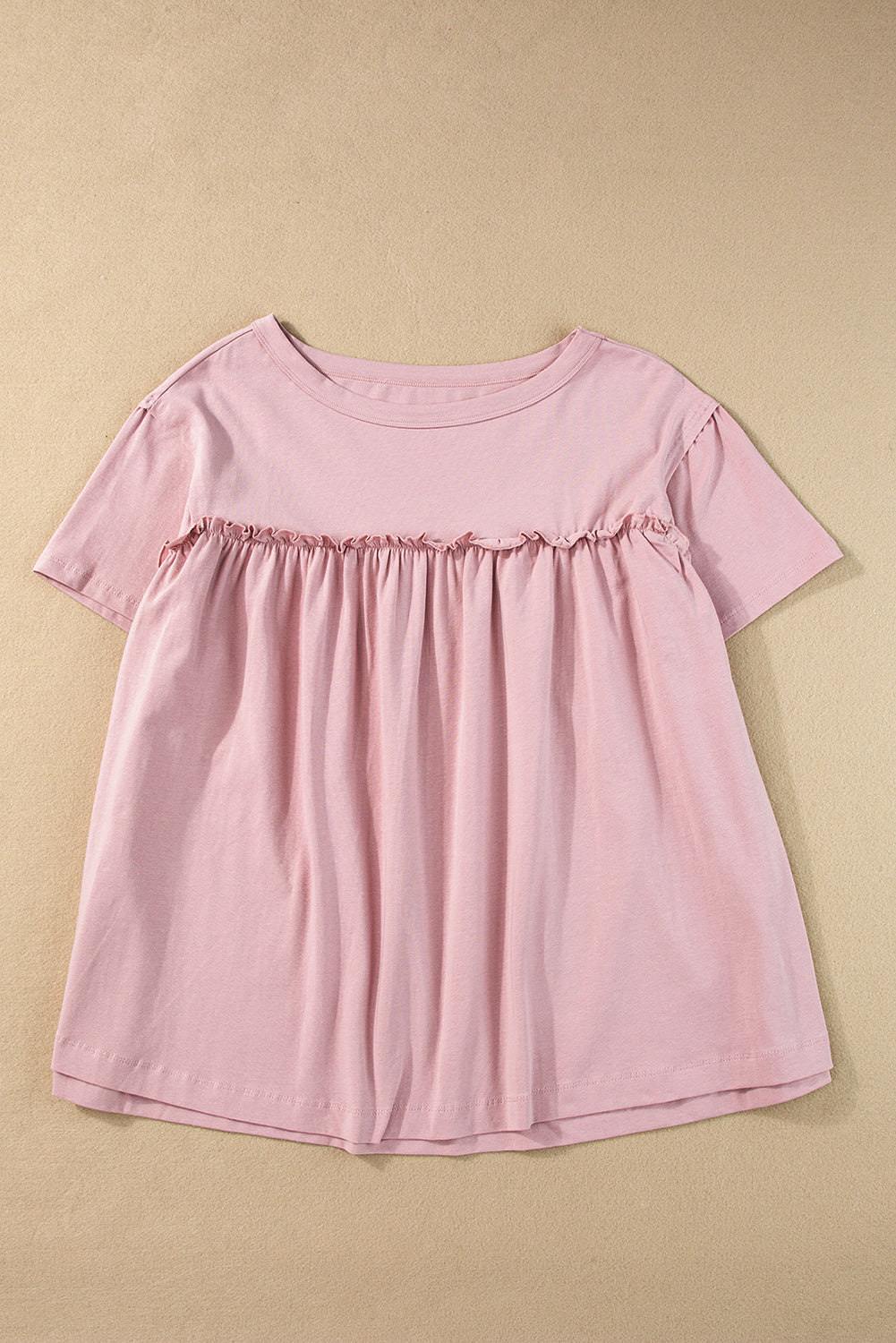 Light Pink Ruffled Trim Babydoll Tee