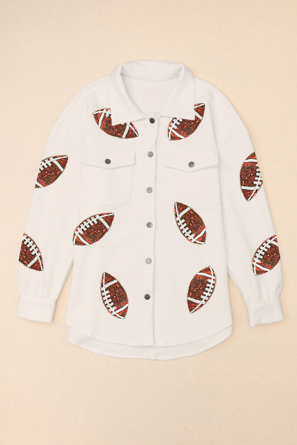 Ribbed Sequined Football Shacket