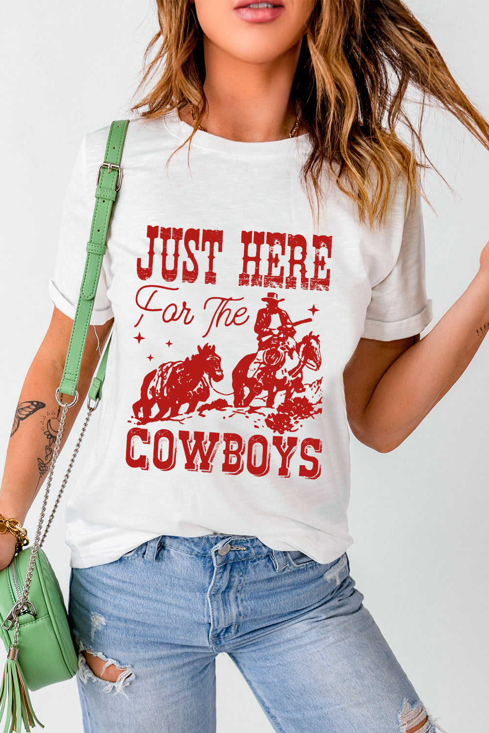 White ‘JUST HERE FOR THE COWBOYS’ Shirt