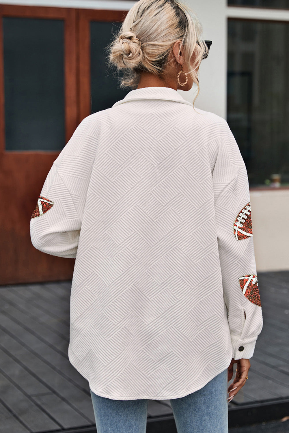 Ribbed Sequined Football Shacket